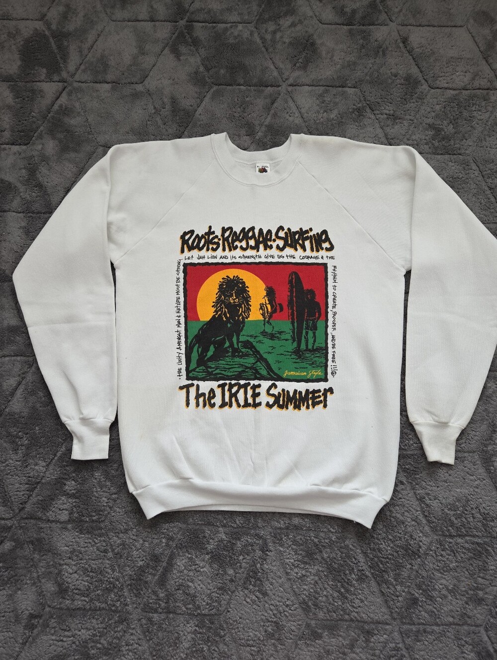 90s Roots Reggae Surfing Crewneck Sweatshirt 'The IRIE Summer' XL Grunge Beach